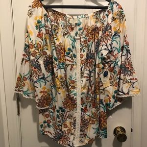 St. John’s Bay Convertible Neckline Floral Top NWT